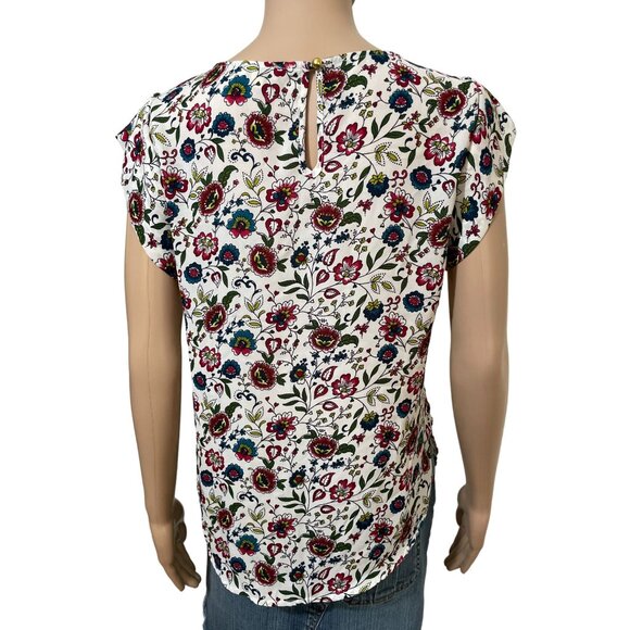 Lili White Floral Blouse Size Medium - Picture 3 of 3